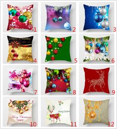 Christmas Pillow case 3D printings Christmas Burlap pillow cover Shams Linen Square Throw Pillowcases Cushion Covers for Bench Sofa