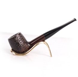 Black Sandalwood Pipe Hammer Pipe Solid Wood Removable Philtre Engraving Creative Carving Round Nozzle Straight Tobacco Tool