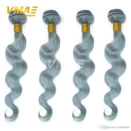 Silver Grey Brazilian Virgin Human Hair 100% Unprocessed Virgin Human VMAE Hair Extensions Body Wave Grey Hair Bundles 3pcs lot opp bag