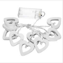 SXI battery powered 10 led wooden love string lights 1.2m christmas decorative colourful lights