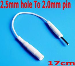 20pcs Adapter Tieline white Short TENS Electrode Wires 2.5mm Hole To 2.0mm pin