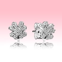 New arrival Sparkling clover Stud Earring Fashion Jewellery with Original box for Pandora 925 Silver Wedding Gift Earrings set