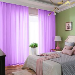 Chiffon Curtains Light Purple 2 Panels 59x63 Inch Tulle Backdrop Rod Pocket Elegant Curtains For Bedroom M1007