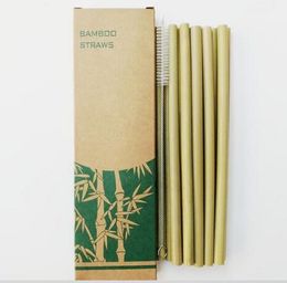 50sets Bamboo Straws Sets Reusable Eco Friendly Handcrafted Natural Bamboo Drinking Straws and Cleaning Brush