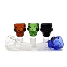 Colourful Pyrex 14mm 18mm Joint Glass Bowl Cute Skull Shape Design Smoking Handmade Head Herb For Smoking Bong Hookah Pipe Hot Cake DHL Free