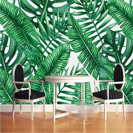 beibehang Custom Photo Wallpaper 3D Fresco European Style Hand Painted Rain Plant Banana Leaf Pastoral Mural Background Wall