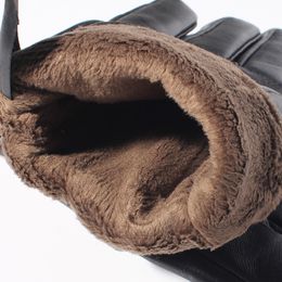 Fashion-Winter Gloves Men Genuine Leather Gloves Touch Screen Real Sheepskin Black Warm Driving Gloves Mittens New Arrival Gsm050 T190618