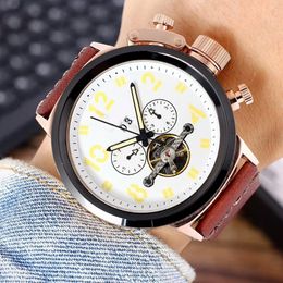 Top brand business mens watches mechanical automatic movement Genuine Leather strap 48mm big dial fashion watch for men christmas gift montre de luxe