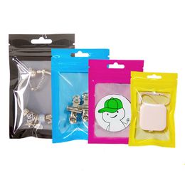 Zip Lock Packaging Bags,Aluminum Foil Zipper Seal Package Plastic Pouches Bag with Clear Window 100pcs Various Colours and Sizes