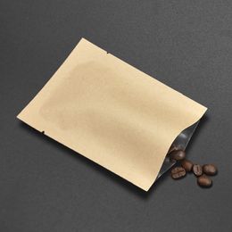 Multi-size Flat Open Top Kraft Paper Packaging Bags Vacuum Food Storage Pouch Open Top Aluminum Foil Coffee Tea Powder Drysaltery 289b