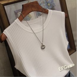 Februaryfrost Women Knitted Vests Top O-neck Solid Tank Fashion Female Sleeveless Casual Thin Tops Summer Knit Shirt