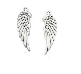 100Pcs/lot Antique Silver Plated Angel Fairy Wings Charms Pendants Jewellery Findings Accessories Making fit Bracelet DIY 33x12mm