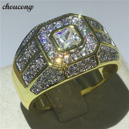 choucong Fashion Male Hiphop ring Diamond 925 Sterling silver Anniversary Wedding Band Rings for men Gold Color Jewelry