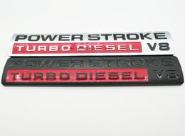 -2x Power Stroke Turbo Diesel V8 PORTA Fender distintivo dell'emblema PER F350 F250 Nero Cromo Rosso