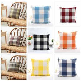 Plaid Pillow Covers Classic Cheque Throw Pillow Case Linen Decorative Pillowcase Sofa Couch Cushion Cover Bedding Supplies 14 Designs PPY6327