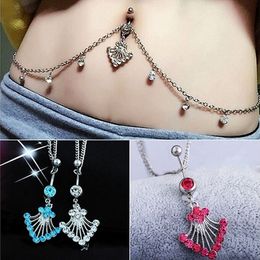 hot navel ring NZ - 2019 jewelry new hot fashion personality waist chain navel ring medical stainless steel anti-allergy navel nail