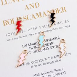 Metal Flash Shape Enamel K Gold Plated Print Charms Pendants for Handmade Diy Earrings Necklace Key Chain Jewellery Accessories