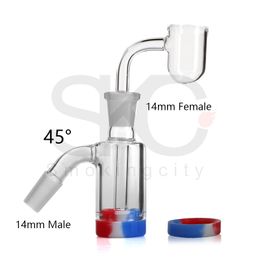 14mm 18mm Glass Ash Catcher Silicone Container Reclaimer With 2mm Round Bottom Quartz Banger 14mm Ash Catcher For Dab Rig Water Bongs Pipes