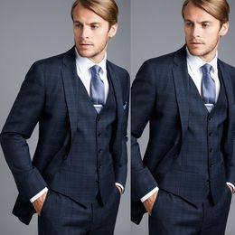 Formal Plaid Men Blazer 2019 Groomsmen Wedding Tuxedos 2 Pieces (Jacket+Pants) Custom Made Slim Fit Prom Suits