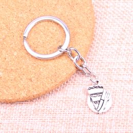 New Keychain 20*14mm slice of pie plate fork Pendants DIY Men Car Key Chain Ring Holder Keyring Souvenir Jewelry Gift