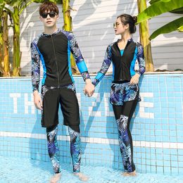 New Print Wetsuit for Women Couple Diving Suit for Men High Elastic Swimming Suit UV Proof Surfing Full Body Swimsuit Quick Dry
