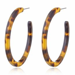 Colourful Acetate Acrylic Circle Hoop Earrings For Women Leopard Print Resin Geometric Big Huggie Earring Fashion Jewellery Gift