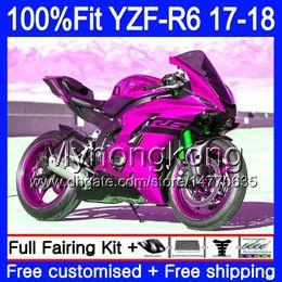 Injection Glossy pink hot Kit For YAMAHA YZF600 YZF R6 YZF 600 YZF-R6 17 18 248HM.38 YZF R 6 YZF-600 YZFR6 2017 2018 Fairing Body + 7Gifts