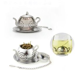 100pcs Teapot Pot Shape Stainless Steel Leaf Tea Infuser Philtre Strainer Ball Spoon SN2094