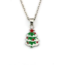 20Pcs/lots Enamel Christmas Tree Alloy Charms Pendant Necklaces Jewelry For Chains Christmas gift A-568d