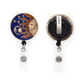 1pc /5pcs /10pcs Rhinestone Key Rings Enamel Round Shape Badge Reel Retractable ID Badge Holder fOR nurse doctor hospital