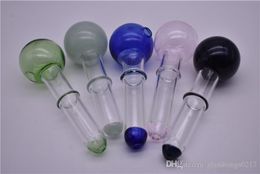 TOP QUALITY Colorful Pyrex Glass Oil Burner Pipe Glass Pipe Oil Nail hand Smoking Pipes 30mm Ball 120mm Length