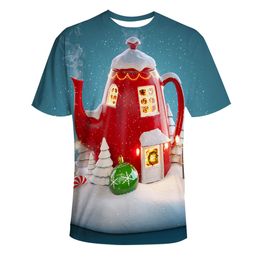 Fashion Christmas T shirts 3D t shirt Men's Womens tshirt Anime Short Sleeve Tees O-neck Tops cartoon tshirt 125