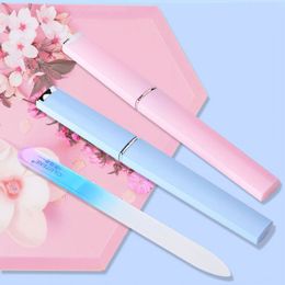 Durable Nail File With Case Crystal Tempered Glass Buffer Sanding Nail Art Manicure Device Pro Tool Tool