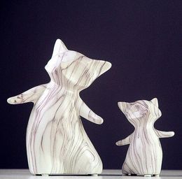 Animals Simulation Marble Stripe Fox Statue Craftwork Show Window Decoration Gift Purely Manual European Style