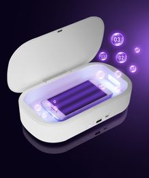 Caixa de esterilização UV telefone carregador sem fio rápido carregamento uvc desinfecção lâmpada multifuncional organizador de armazenamento carregador ios