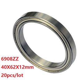 20pcs/lot 6908ZZ 6908 ZZ 40x62x12mm ball bearing Metal Cover Deep Groove Ball Bearing 40*62*12mm