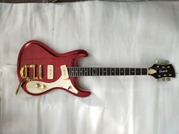 Johnny Ramone Signature Mosrite Venture 1966 Metallic Red Electric Guitar Bigs Tremolo Bridge, Cream Pickguard, P90 Pickups, Gold Hardware