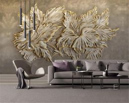 Custom Photo 3d Wallpaper Rich Gold 3D Embossed Flower Opens Rich Flower Background Wall Decorative Beautiful Wallpaper