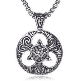 European and American trendy male punk Irish concentric knot round brand stainless steel pendant necklace sweater necklace WY728