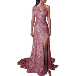 2020 ELIE SAAB LONG Gold Abendreflektierende Kleider Eine Schulter Pailletten plus Größenabromkleidung Partykleid Robe de Soirée Abendkleider