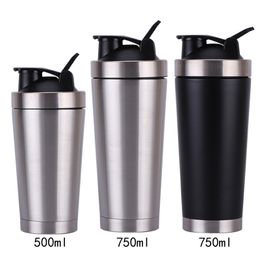 700ml Stainless Steel Metal Protein Shaker Cup Blender Mixer Bottle Sports water Bottle with leak proof lid Free Shipping