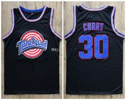 Stephen Curry #30 Space Jam Tune Squad Movie Black White Retro Basketball Jersey Men's Ed Custom Any Number Name Jerseys