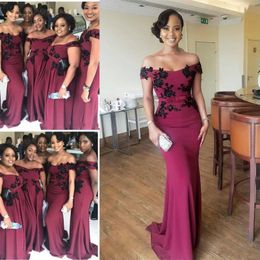 Dark Color Mermaid Bridesmaid Gowns For Wedding South African Back Lace Appliques Maid Of Honor Dress Cheap Bridesmaid Dress 2019