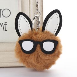 Cute Rabbit Ear Hair Ball Plush Keyring Key Chain Buckle Fluffy Faux Rabbit Fur Ball Bag Charm Pendant Gift For Women Accessory Gift