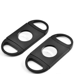 Newest Cigar Cutter Pocket Plastic Stainless Steel Double Blades Scissors Knife Tobacco Cigars Tool ABS Black Cigar Accessories 100pcs 6108