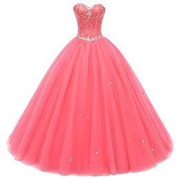 2019 Shining Sweetheart Ball Gown Tulle Quinceanera Dresses Beaded Sweet 16 Year Prom Party Gown Vestidos De 15 Anos QC1380