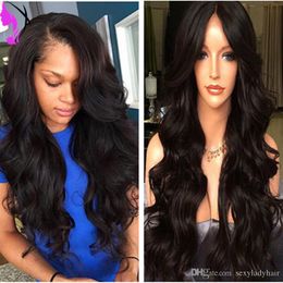 Hot selling middle part Synthetic hair full Lace Front wigs brazilian body wave sexy Wigs For black Women
