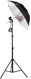 Freeshiping Photo Stuido Photography Set Light Studio Light Photography Lamp Holder Black Silver Flash Reflector Studio Umbrella 1PC 24W LED