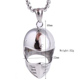 Fashion- Titanium Stainless Steel Mens Personalized Helmet Pendant Chain Necklace Punk Rock Rapper Jewelry Gifts for Boys Wholesale