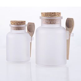 100g 200g Empty Plastic Facial Mask Container Bath Salt Bottle With Wooden Spoon Women Cosmetic Jar 10pcs/lot